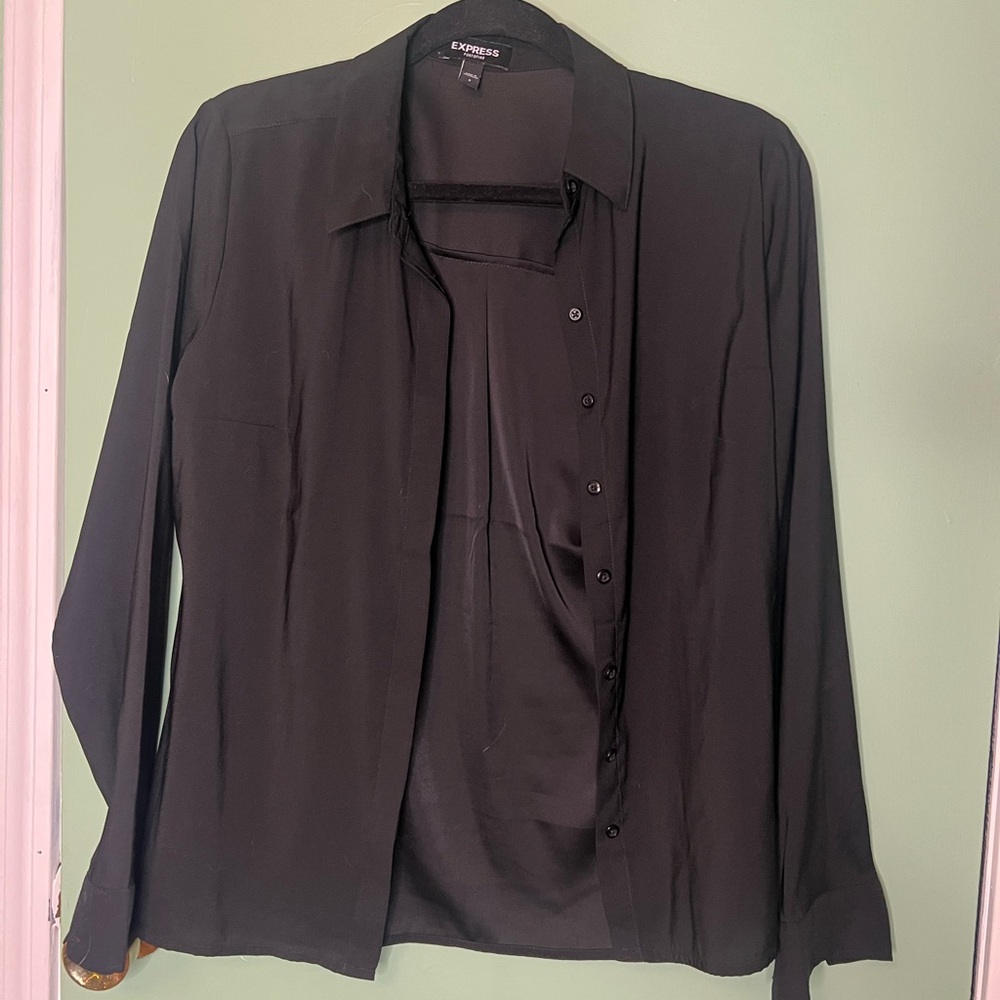 Express Black Button-Up Shirt